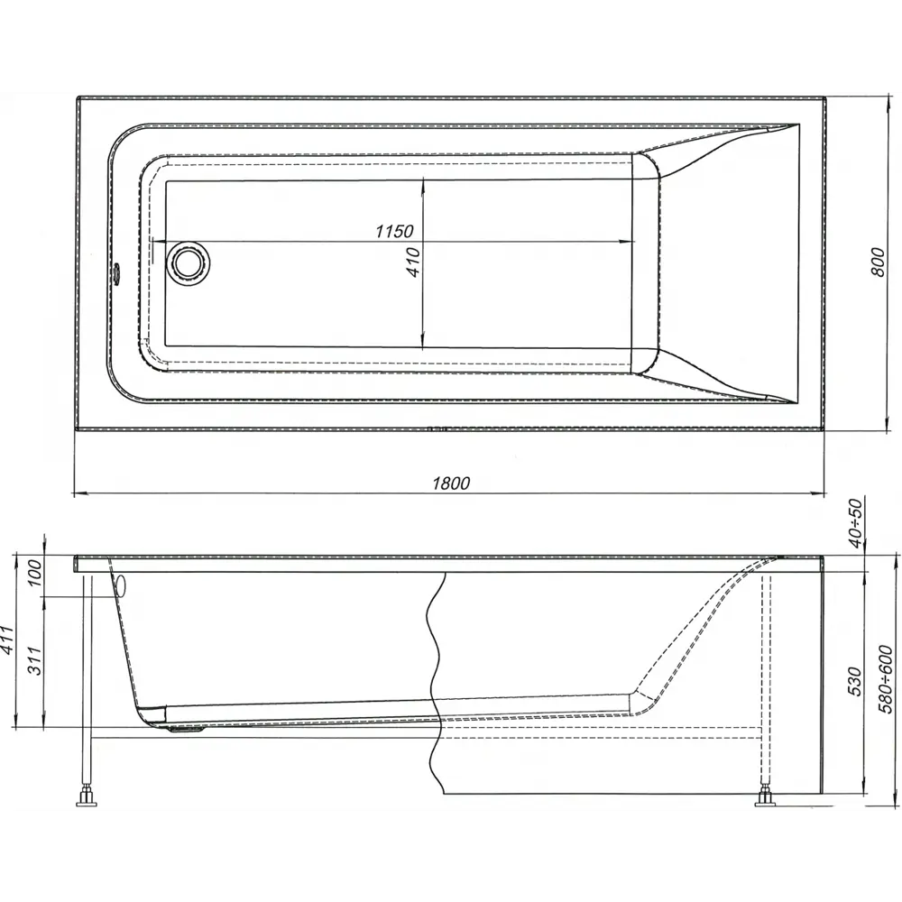 Фото 7 Ванна Aquanet Bright 180x80 акриловая прямоугольная цвет белый Фото 7 Ванна Aquanet Bright 180x80 акриловая прямоугольная цвет белый