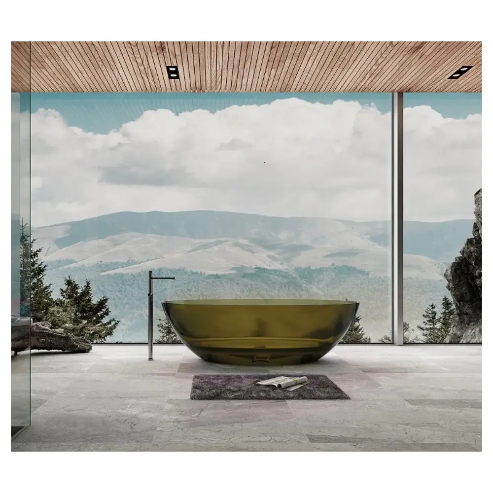 Фото 3 Ванна Abber Kristall AT9702 Vesuvian 180x85 см акриловая с донным клапаном оливковая