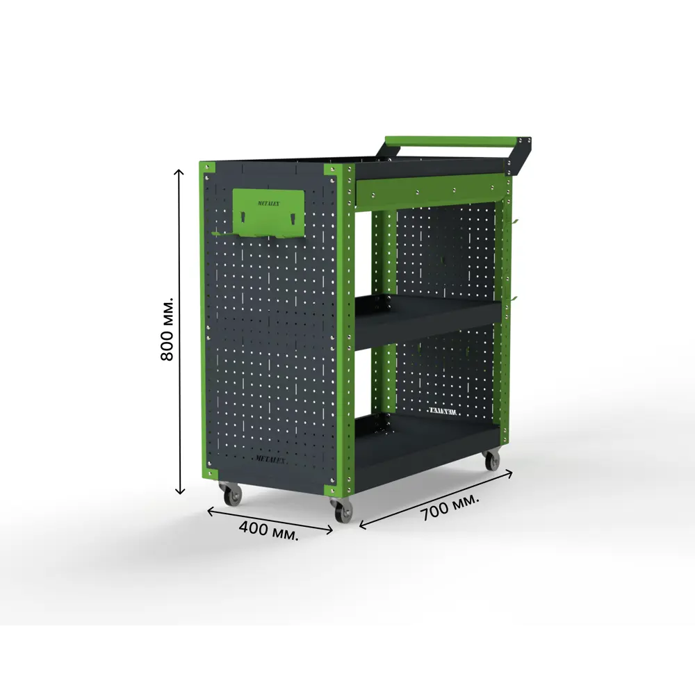 Фото Тележка инструментальная Metalex Тип 2А 118711 450x800x800 мм серо-зеленая