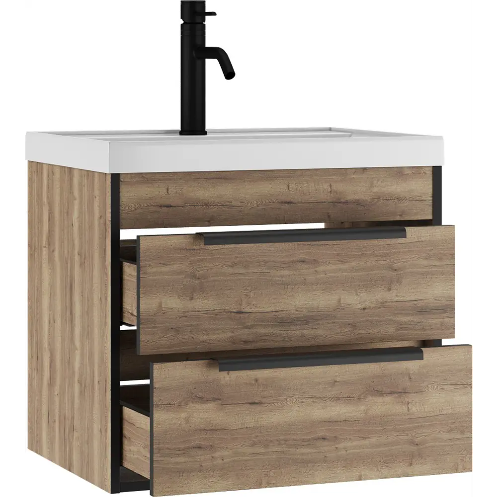 Фото 3 Тумба подвесная с раковиной Домино Alfa 60 Дуб Галифакс Табак Фото 3 Тумба подвесная с раковиной Домино Alfa 60 Дуб Галифакс Табак