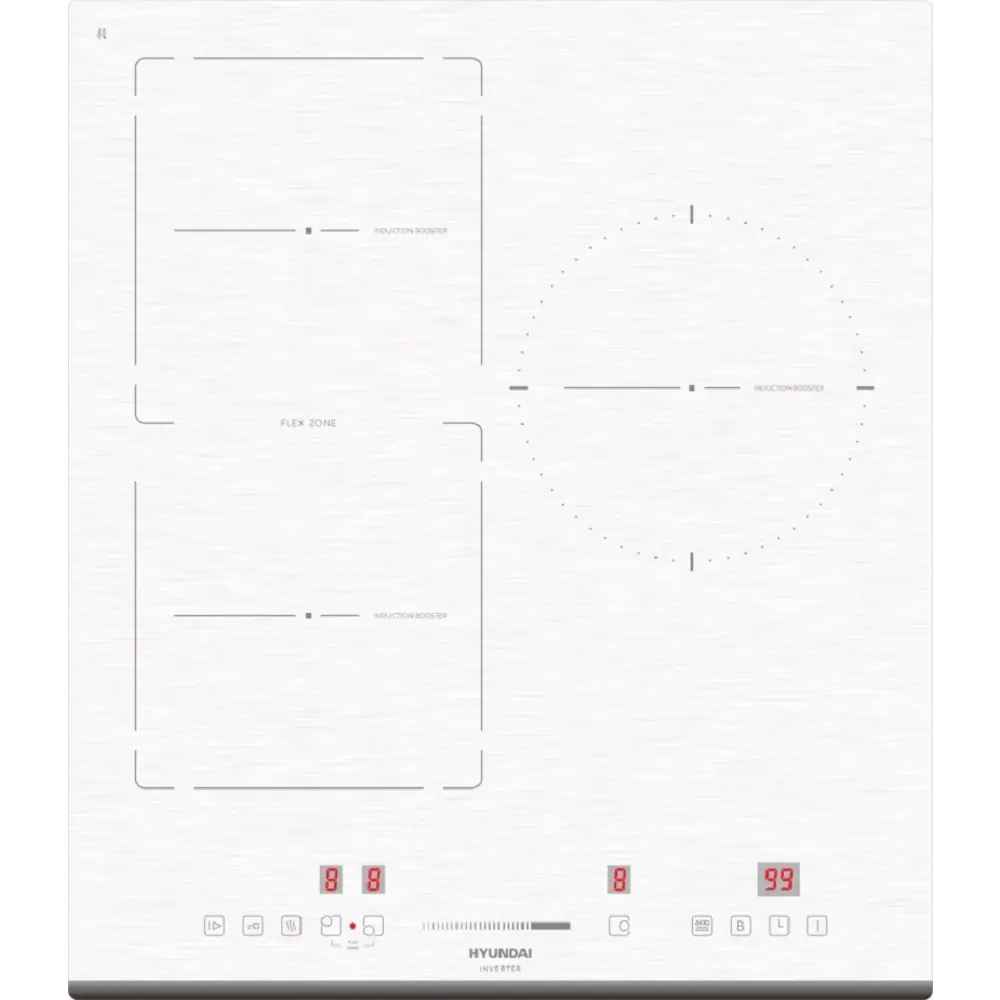Фото 7 Индукционная варочная панель Hyundai HHI 4771 WG 51 см 3 конфорки цвет белый Фото 7 Индукционная варочная панель Hyundai HHI 4771 WG 51 см 3 конфорки цвет белый