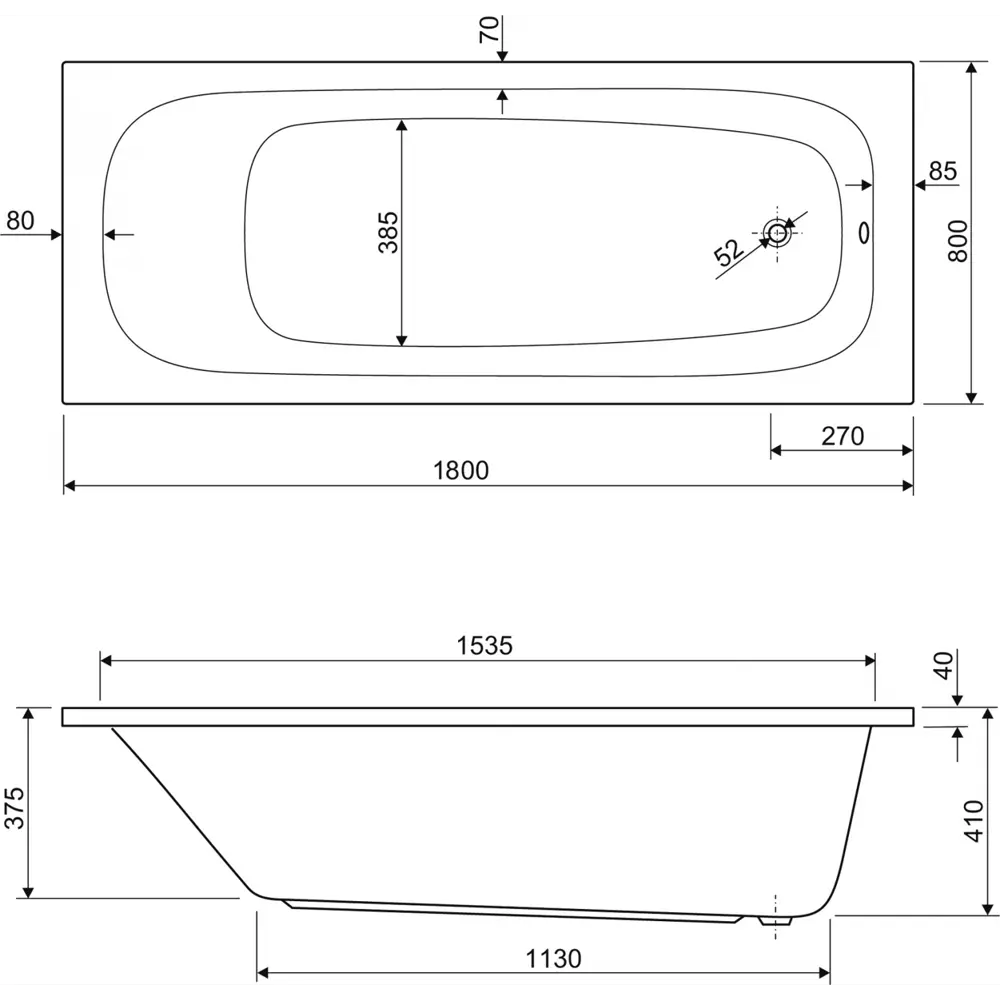 Фото 3 Ванна Cezares Eco 180-80-41-W37 180x80 акриловая Прямоугольная цвет белый Фото 3 Ванна Cezares Eco 180-80-41-W37 180x80 акриловая Прямоугольная цвет белый