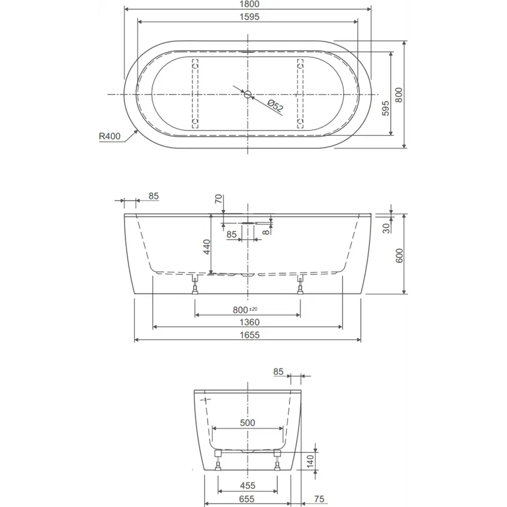 Фото 4 Ванна Cezares SLIM CENTRAL-180-80-60-W37-SET 180x80 акриловая Овальная цвет белый Фото 4 Ванна Cezares SLIM CENTRAL-180-80-60-W37-SET 180x80 акриловая Овальная цвет белый