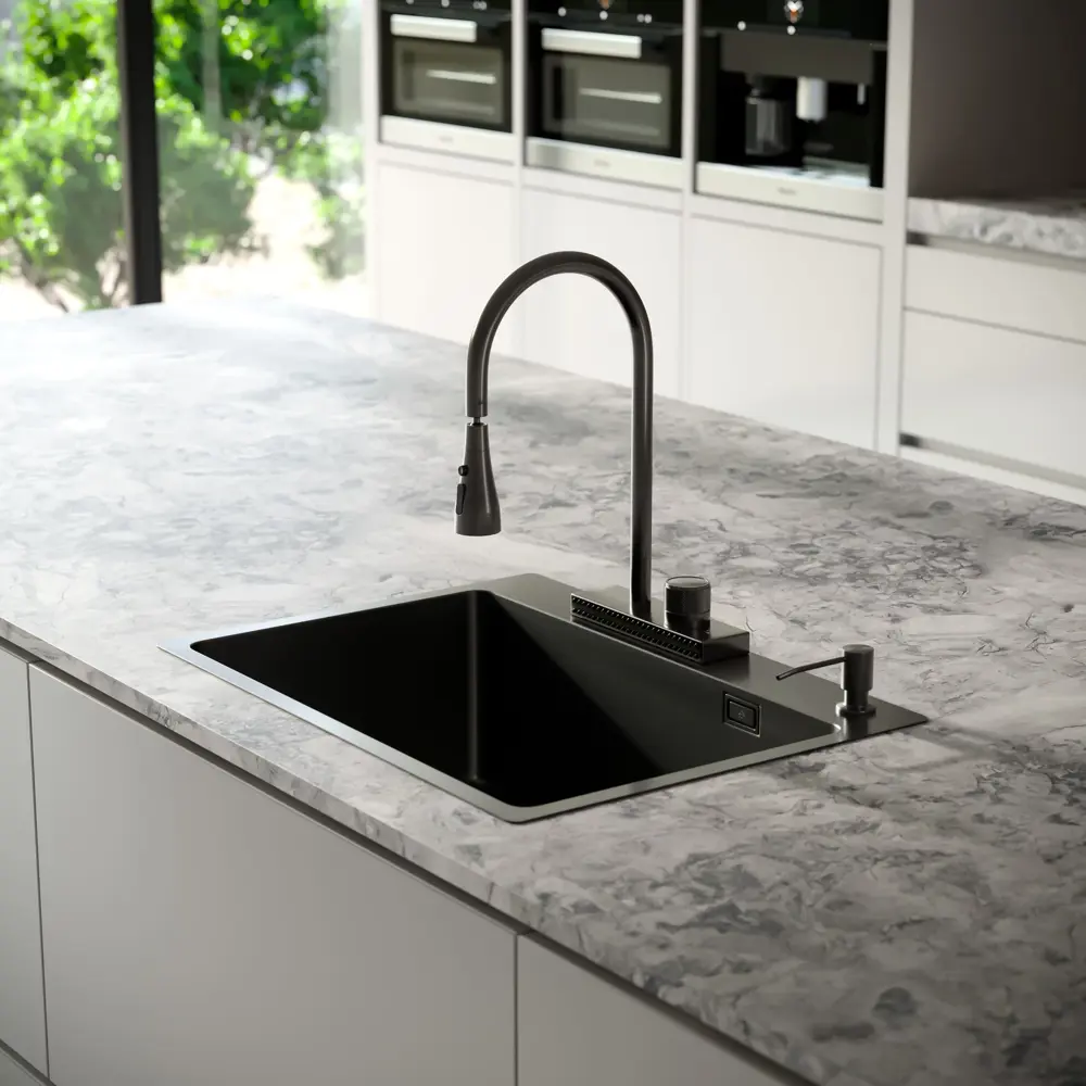 Фото 5 Интегрированная мойка РМС MR-5843BL 43x58x20 см нержавеющая сталь цвет черный Фото 5 Интегрированная мойка РМС MR-5843BL 43x58x20 см нержавеющая сталь цвет черный