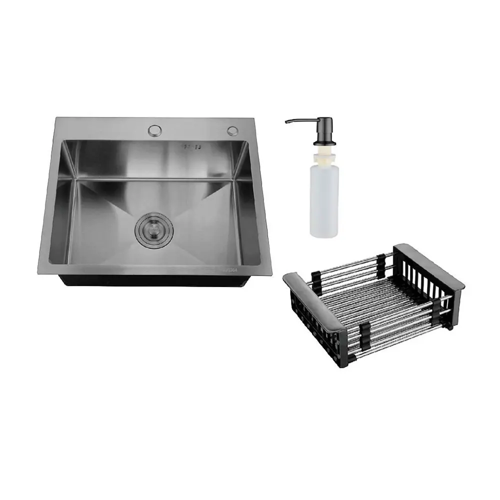 Фото 6 Интегрированная мойка РМС MR-5843BL 43x58x20 см нержавеющая сталь цвет черный Фото 6 Интегрированная мойка РМС MR-5843BL 43x58x20 см нержавеющая сталь цвет черный