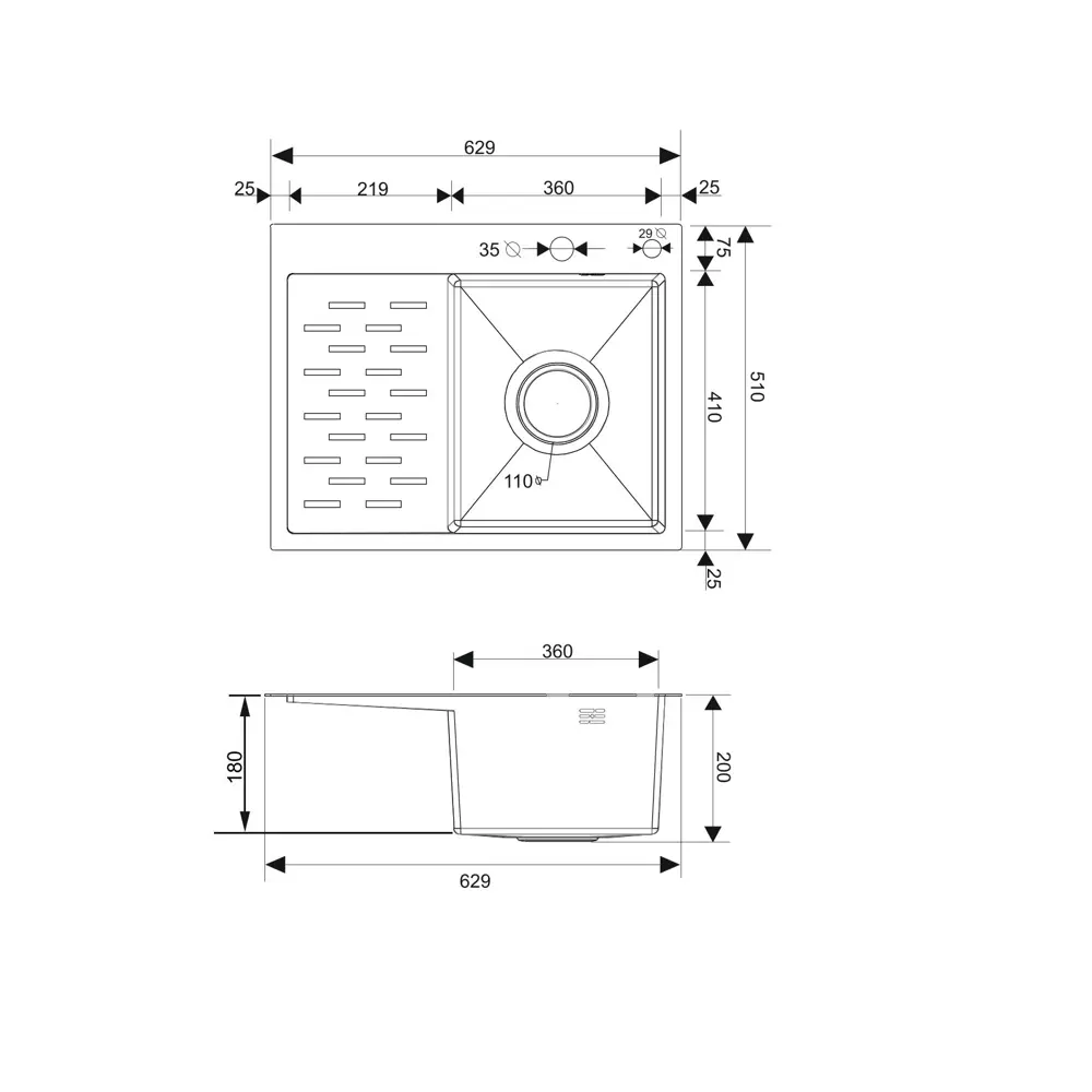 Фото 7 Врезная мойка РМС MRK-6350R 62.9x50x20 см нержавеющая сталь цвет серебряный Фото 7 Врезная мойка РМС MRK-6350R 62.9x50x20 см нержавеющая сталь цвет серебряный