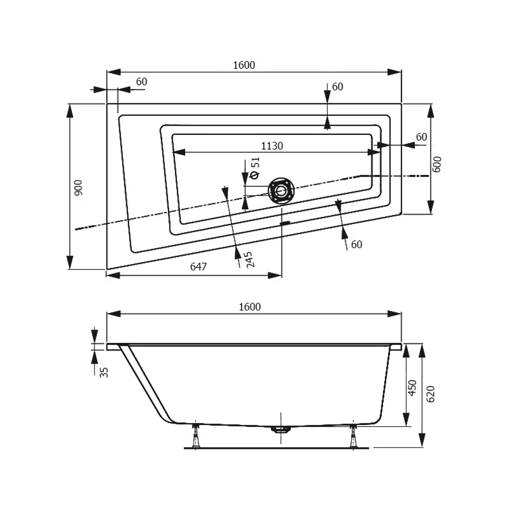 Фото 4 Ванна Vagnerplast Cavallo offset 160x90 L асимметричная акриловая цвет белый Фото 4 Ванна Vagnerplast Cavallo offset 160x90 L асимметричная акриловая цвет белый