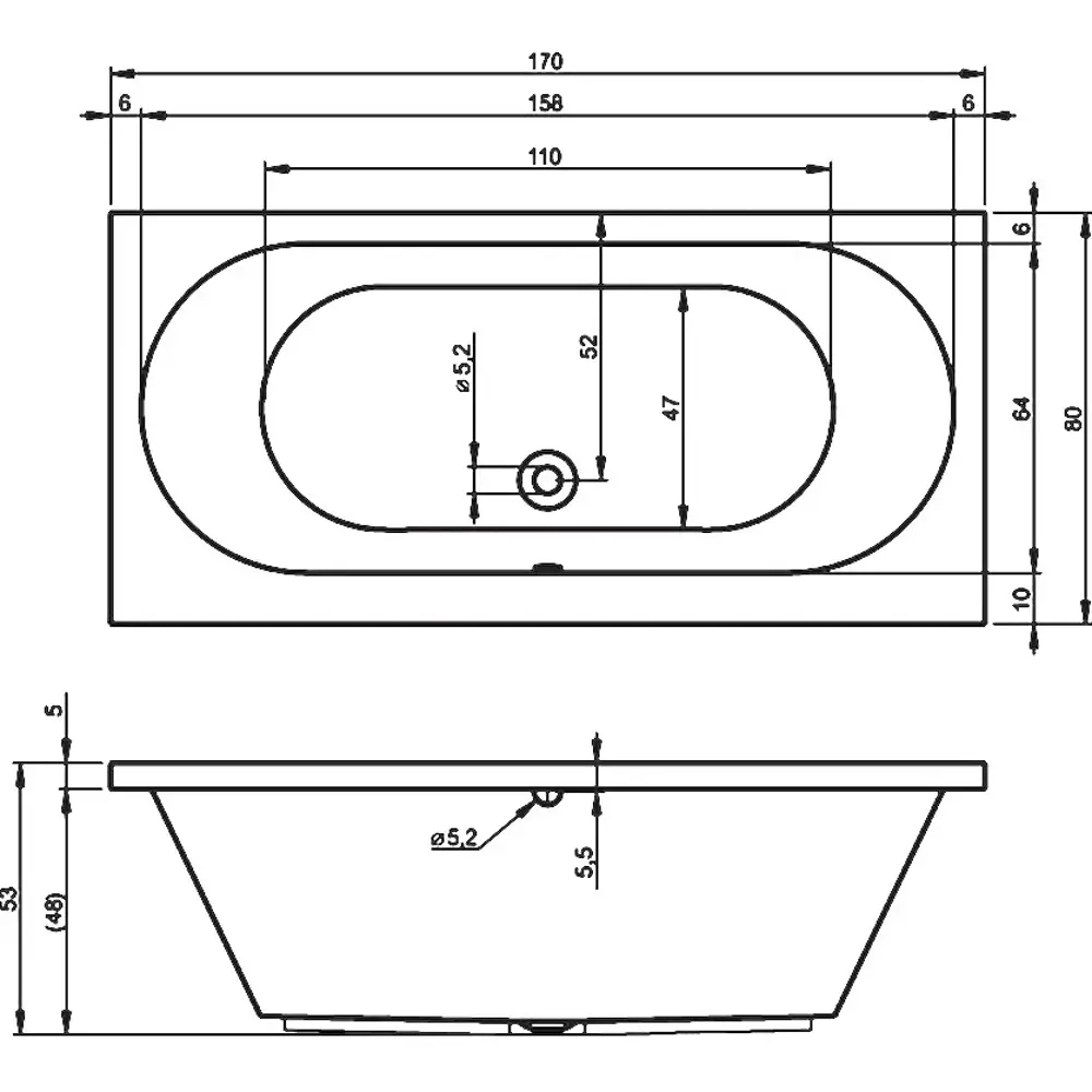 Фото 4 Ванна Riho Carolina B055001005 170x80 см акриловая прямоугольная цвет белый Фото 4 Ванна Riho Carolina B055001005 170x80 см акриловая прямоугольная цвет белый