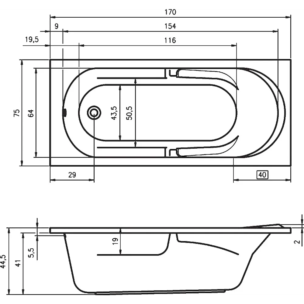Фото 4 Ванна Riho Future B073001005 170x75 см акриловая прямоугольная цвет белый Фото 4 Ванна Riho Future B073001005 170x75 см акриловая прямоугольная цвет белый