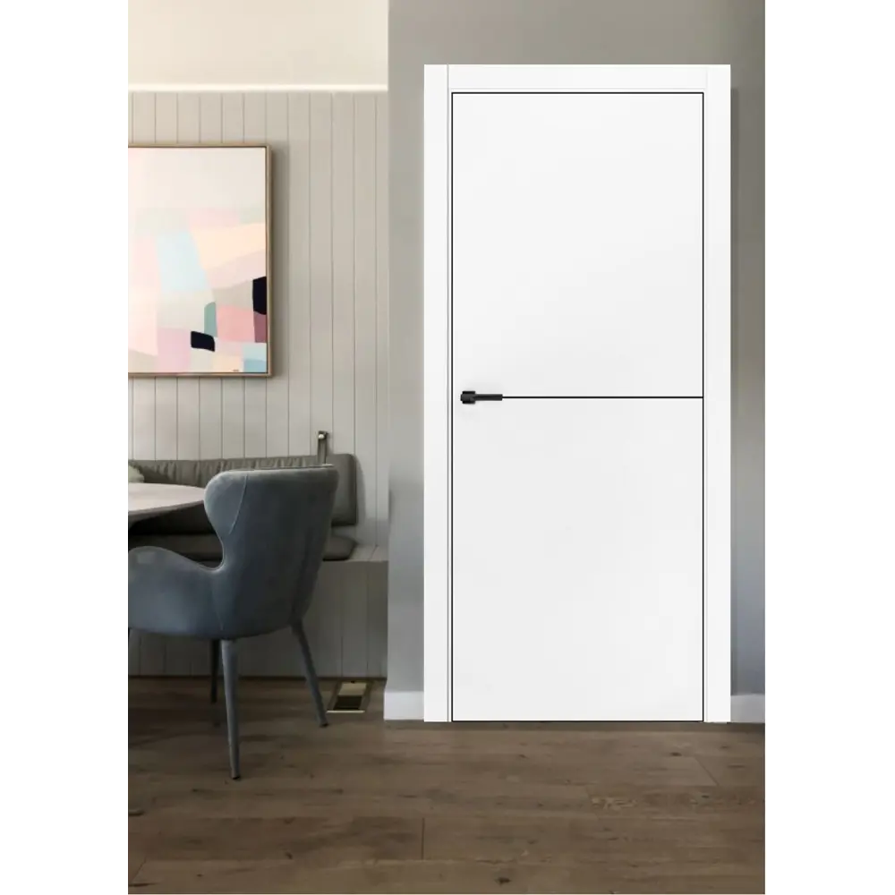 Фото 4 Дверь межкомнатная Двери регионов Silk-1 глухая 80x200см ПЭТ цвет белый с коробом и наличниками фурнитура BL Фото 4 Дверь межкомнатная Двери регионов Silk-1 глухая 80x200см ПЭТ цвет белый с коробом и наличниками фурнитура BL