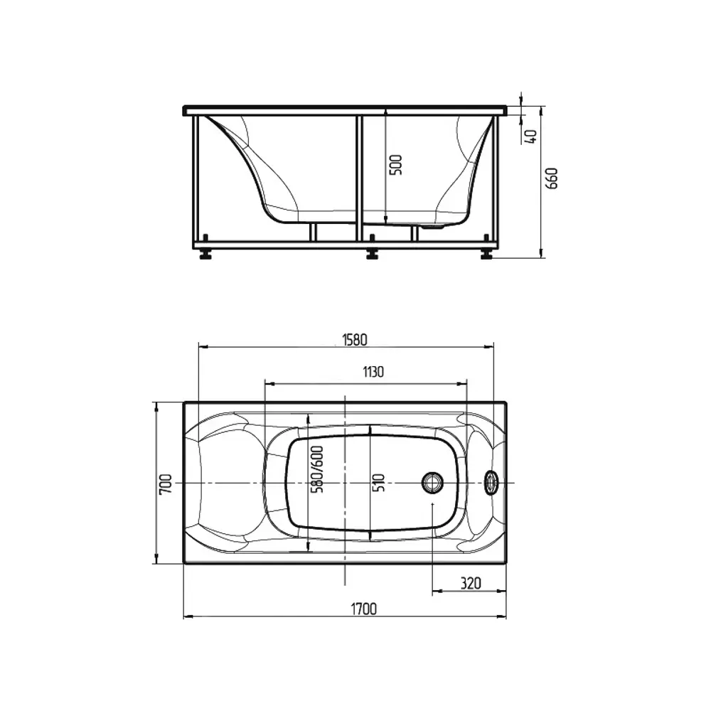 Фото 4 Ванна Aquatek Альфа ALF170-0000066 170x70 см акриловая прямоугольная цвет белый