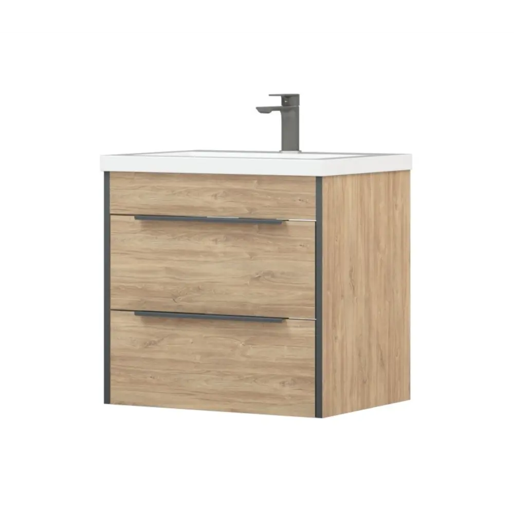 Фото 4 Тумба под раковину подвесная Corozo Форест 60 Z2 60 см цвет дуб канзас/коричневый