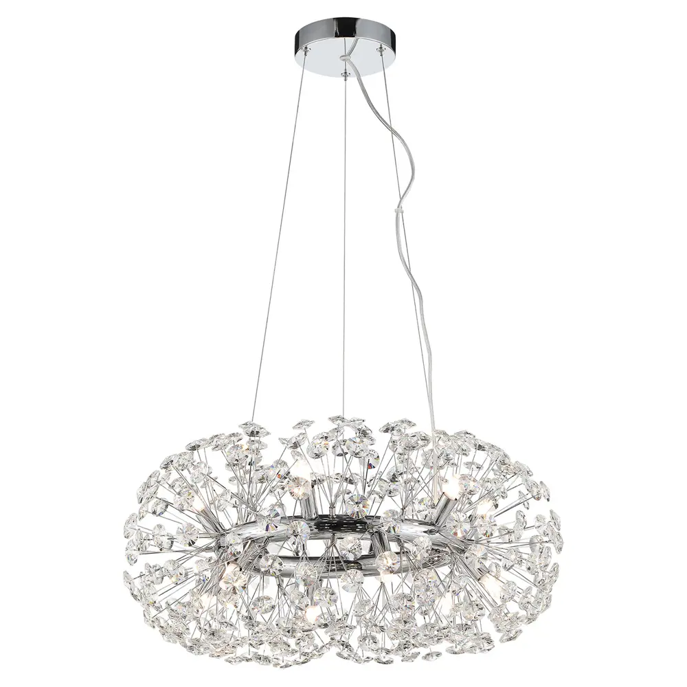 Фото Люстра подвесная Люссоле Alaska Sy9338 16 ламп 70 м² цвет хром Фото Люстра подвесная Люссоле Alaska Sy9338 16 ламп 70 м² цвет хром