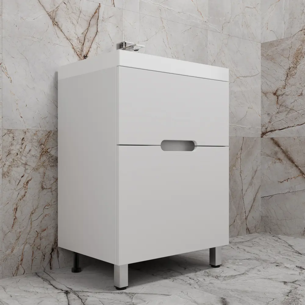 Фото 2 Тумба под раковину напольная Style line ЛС-00002441 60см цвет белый матовый эмаль Фото 2 Тумба под раковину напольная Style line ЛС-00002441 60см цвет белый матовый эмаль