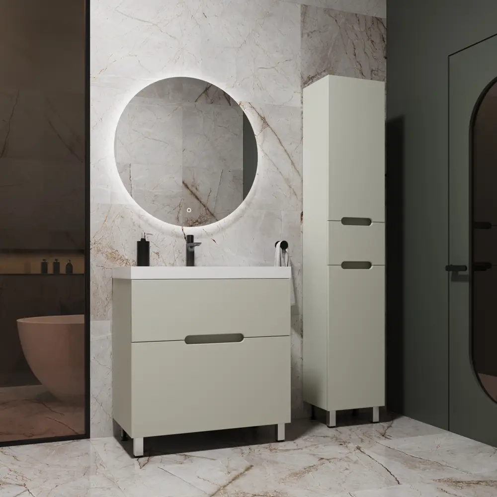 Фото 5 Тумба под раковину напольная Style line ЛС-00002438 80см цвет олива эмаль