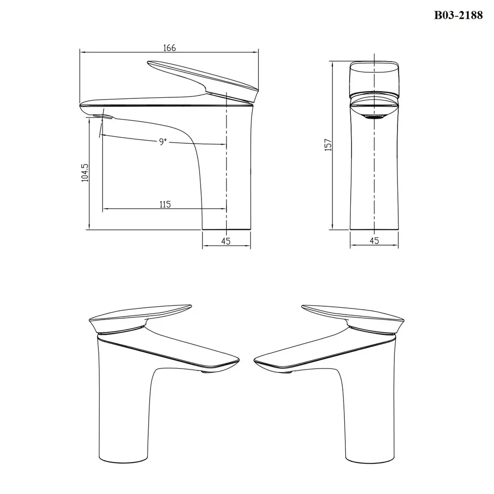Фото 14 Смеситель для раковины Bond Cube B03-2188 однорычажный без донного клапана цвет черный матовый Фото 14 Смеситель для раковины Bond Cube B03-2188 однорычажный без донного клапана цвет черный матовый