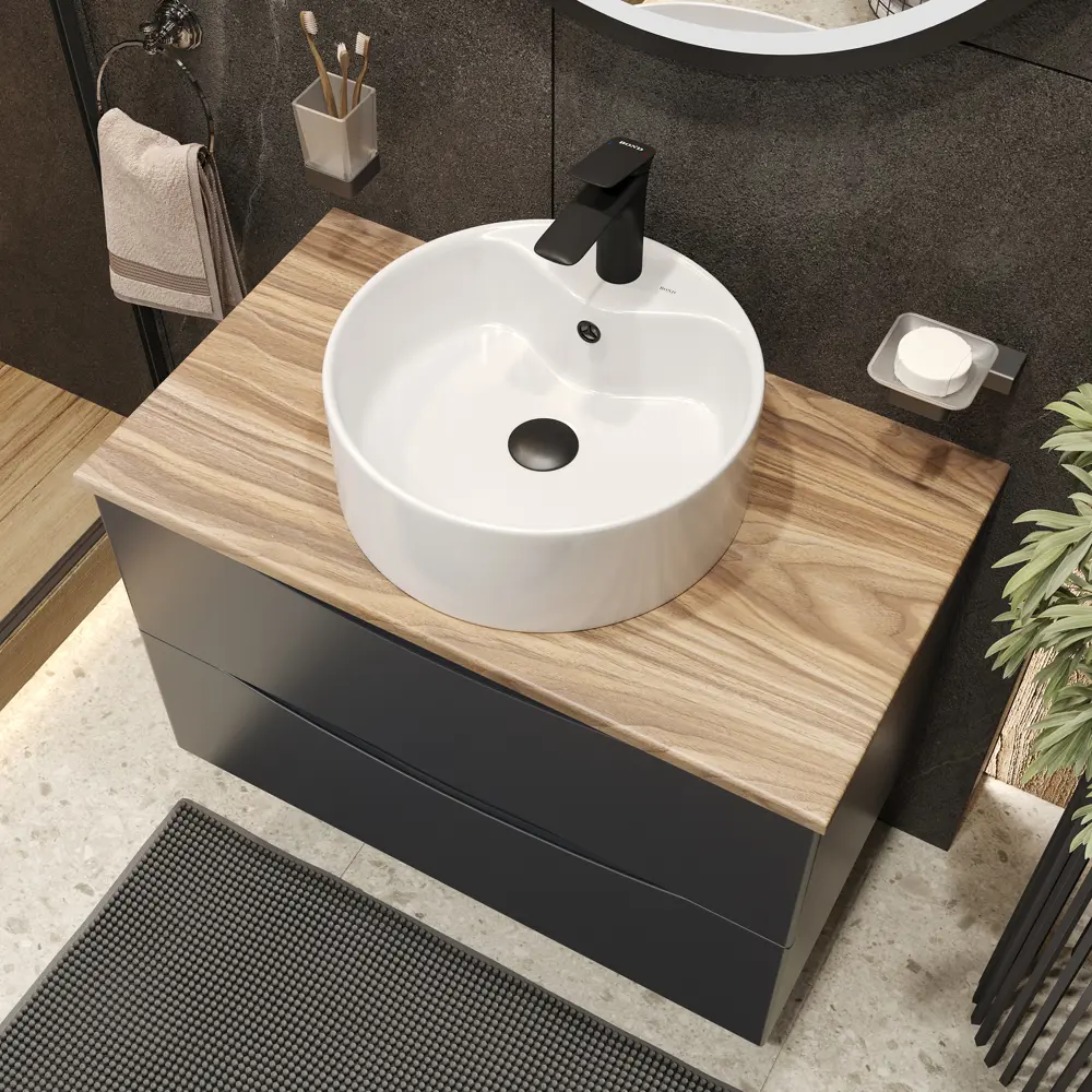 Фото 17 Смеситель для раковины Bond Cube B03-2188 однорычажный без донного клапана цвет черный матовый Фото 17 Смеситель для раковины Bond Cube B03-2188 однорычажный без донного клапана цвет черный матовый