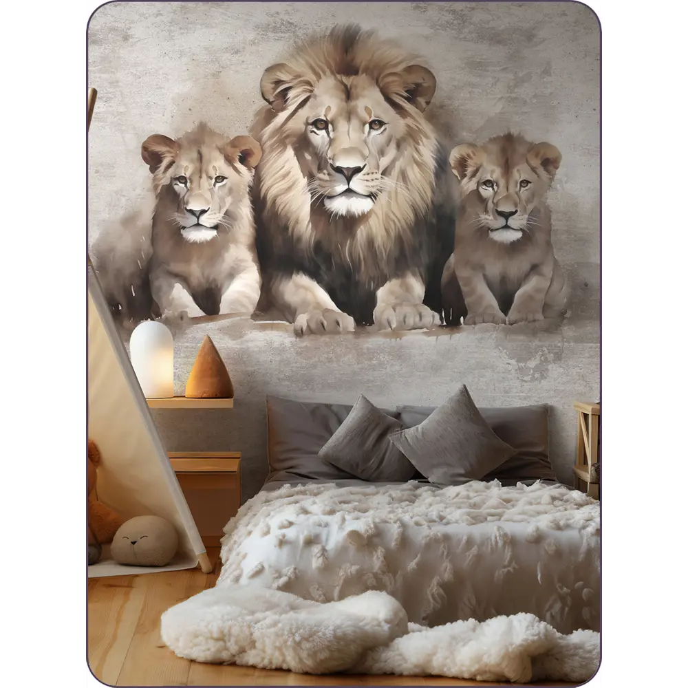 Фото 3 Фотообои флизелиновые Barton wall 3d Лев Животные 300x270 см M25603 Фото 3 Фотообои флизелиновые Barton wall 3d Лев Животные 300x270 см M25603