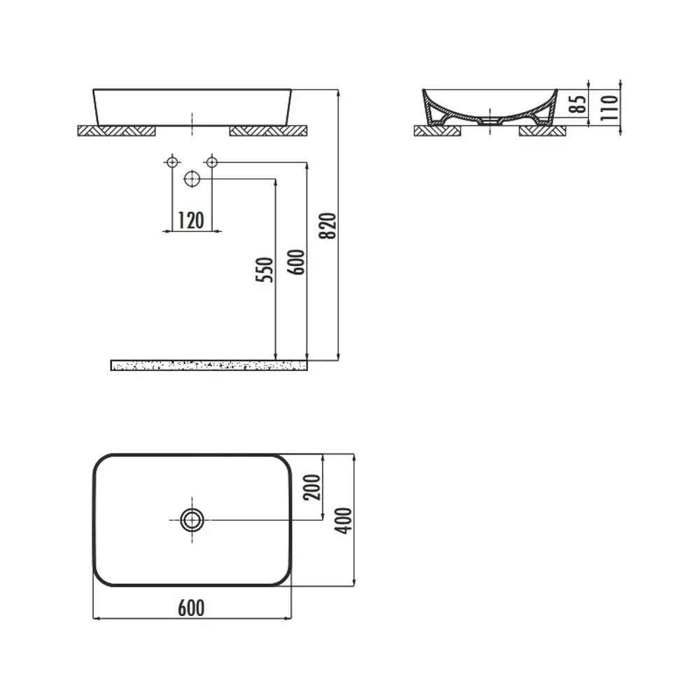 Фото 2 Раковина накладная Creavit Ultra UL060-00SM00E-0000 60x40 см цвет черный Фото 2 Раковина накладная Creavit Ultra UL060-00SM00E-0000 60x40 см цвет черный