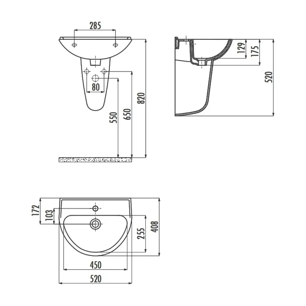 Фото 2 Раковина подвесная Creavit Oval TP155-00CB00E-0000 52x40.80 см цвет белый