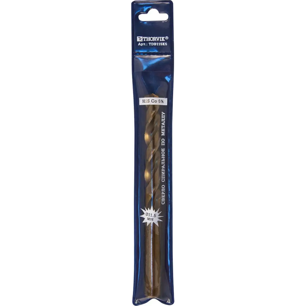 Фото 2 Сверло спиральное по металлу HSS-Co Thorvik TDB115K5 11.5x142 мм Фото 2 Сверло спиральное по металлу HSS-Co Thorvik TDB115K5 11.5x142 мм