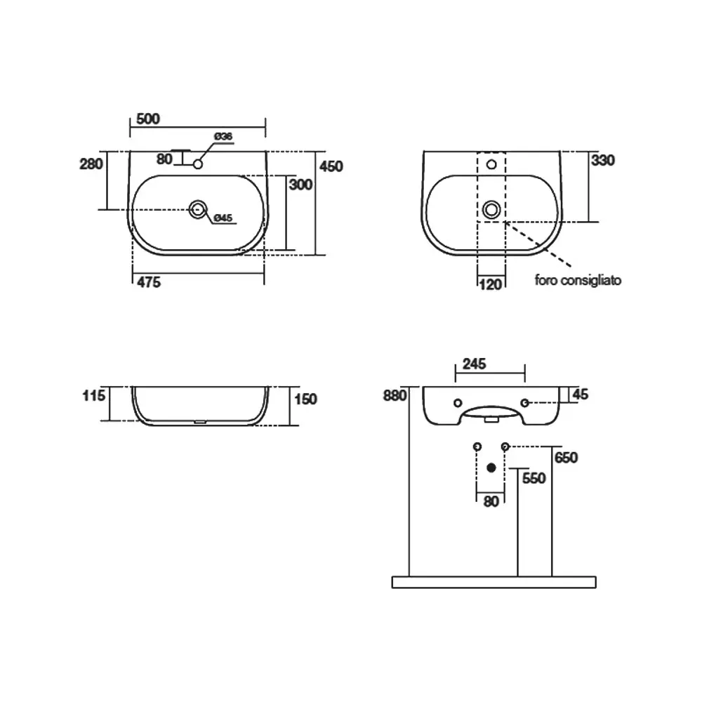 Фото 3 Раковина подвесная Kerasan nolita 534031*1 50см цвет черный Фото 3 Раковина подвесная Kerasan nolita 534031*1 50см цвет черный