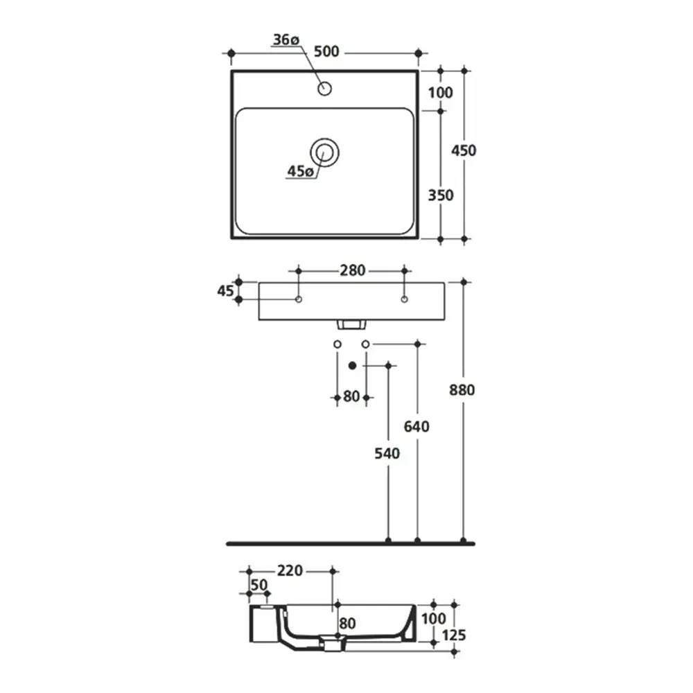 Фото 3 Раковина подвесная Kerasan cento 353001*1 50см цвет белый