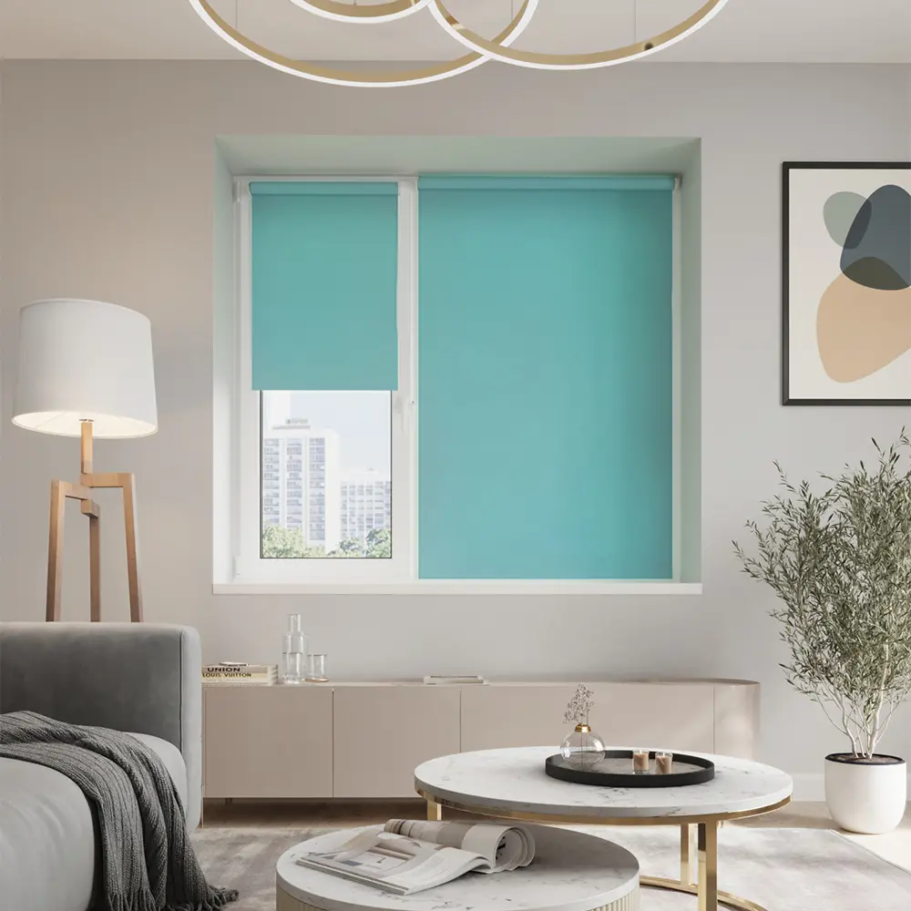 Фото Рулонная штора Evoli Однотонная классика 115x160 см мятно-бирюзовая Фото Рулонная штора Evoli Однотонная классика 115x160 см мятно-бирюзовая