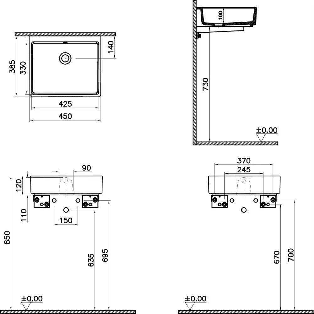 Фото 2 Раковина накладная Vitra archiplan 7403B003-0012 45см цвет белый Фото 2 Раковина накладная Vitra archiplan 7403B003-0012 45см цвет белый