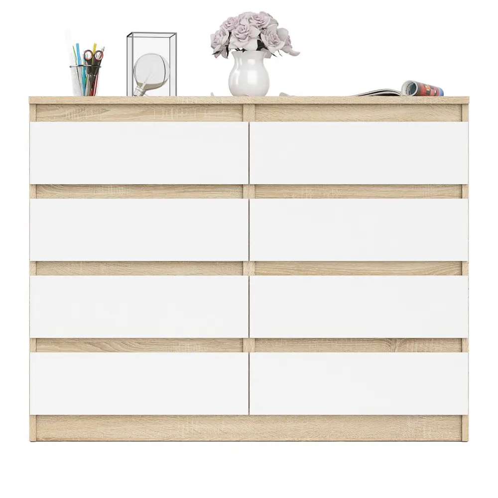 Фото 11 Комод СВК Мори МК1200.8 8 ящиков 120х41х94 см ЛДСП цвет дуб сонома/белый