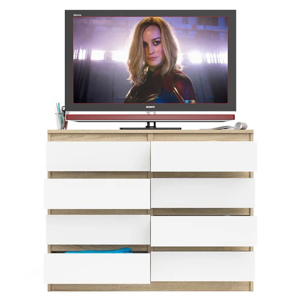 Фото 4 Комод СВК Мори МК1200.8 8 ящиков 120х41х94 см ЛДСП цвет дуб сонома/белый