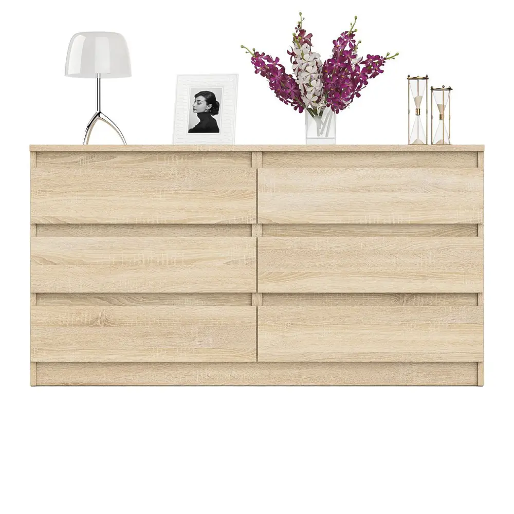 Фото 10 Комод СВК Мори МК1380 6 ящиков 138х41х73 см ЛДСП цвет дуб сонома