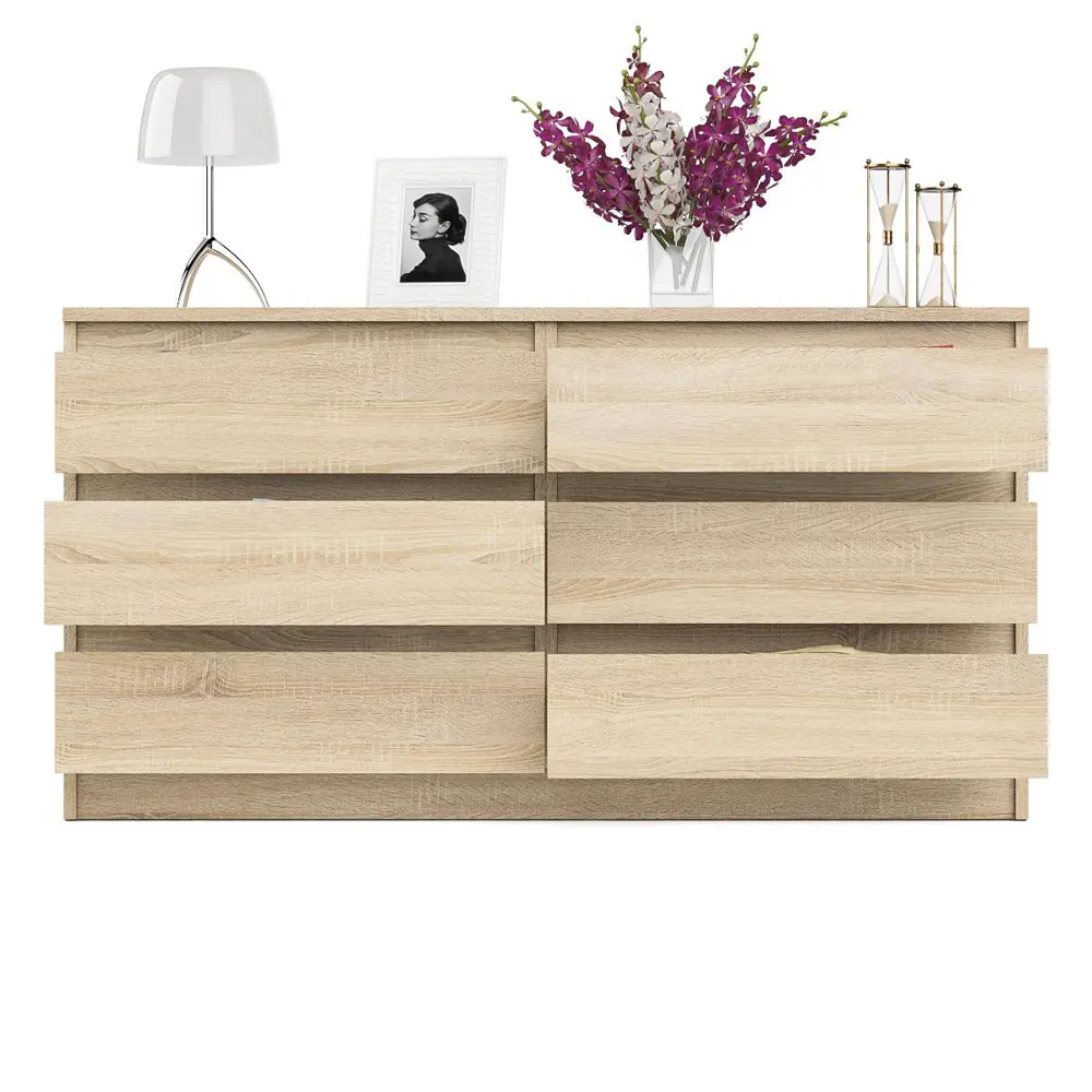 Фото 11 Комод СВК Мори МК1380 6 ящиков 138х41х73 см ЛДСП цвет дуб сонома