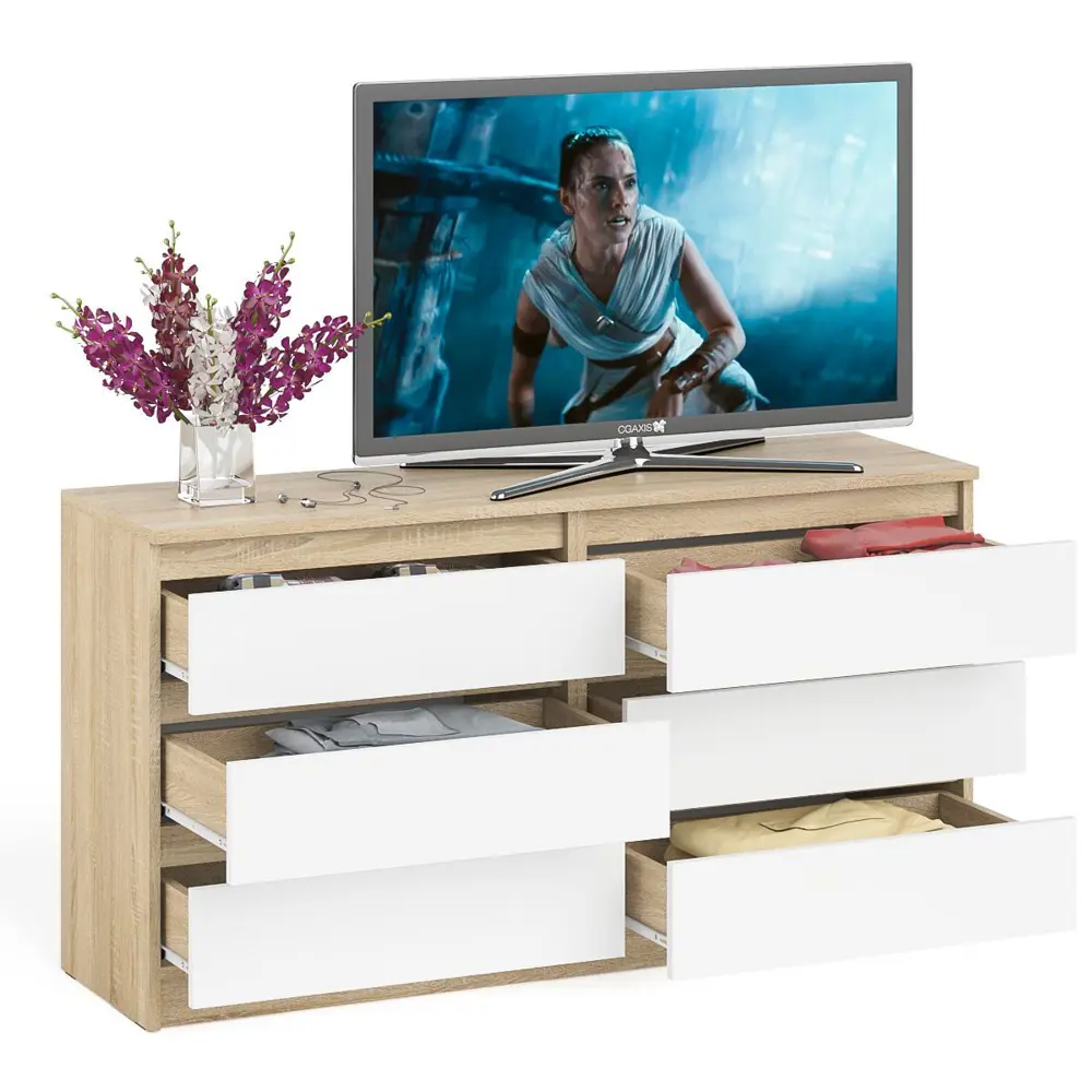 Фото 8 Комод СВК Мори МК1380 6 ящиков 138х41х73 см ЛДСП цвет дуб сонома/белый Фото 8 Комод СВК Мори МК1380 6 ящиков 138х41х73 см ЛДСП цвет дуб сонома/белый