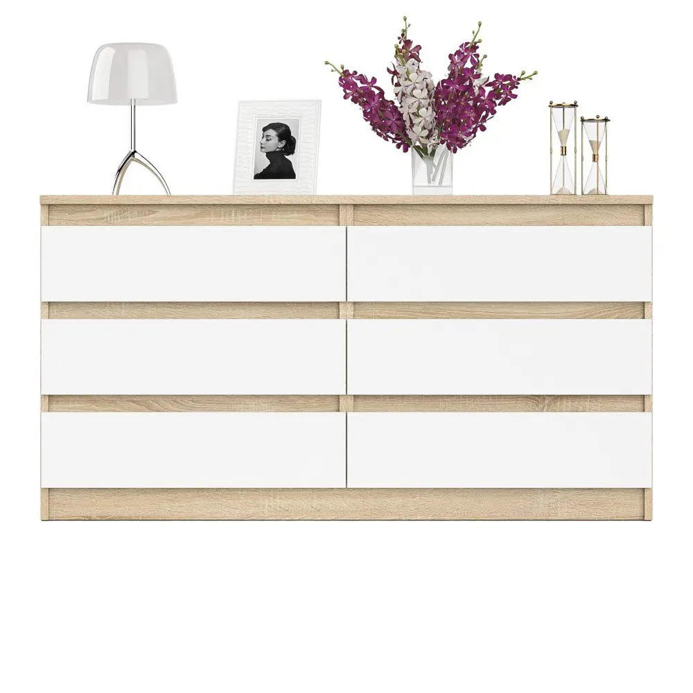 Фото 10 Комод СВК Мори МК1380 6 ящиков 138х41х73 см ЛДСП цвет дуб сонома/белый Фото 10 Комод СВК Мори МК1380 6 ящиков 138х41х73 см ЛДСП цвет дуб сонома/белый