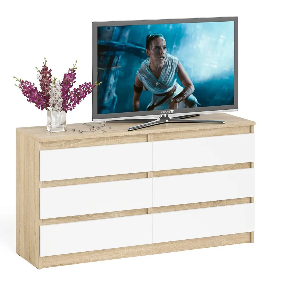 Фото 9 Комод СВК Мори МК1380 6 ящиков 138х41х73 см ЛДСП цвет дуб сонома/белый Фото 9 Комод СВК Мори МК1380 6 ящиков 138х41х73 см ЛДСП цвет дуб сонома/белый