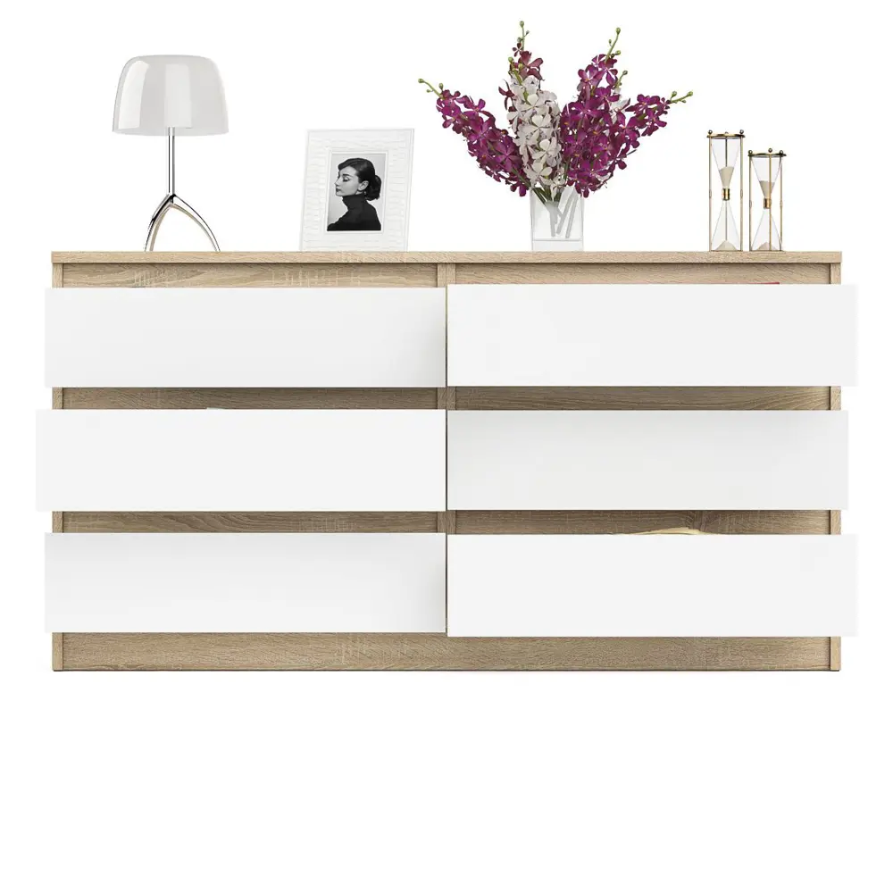 Фото 12 Комод СВК Мори МК1380 6 ящиков 138х41х73 см ЛДСП цвет дуб сонома/белый Фото 12 Комод СВК Мори МК1380 6 ящиков 138х41х73 см ЛДСП цвет дуб сонома/белый