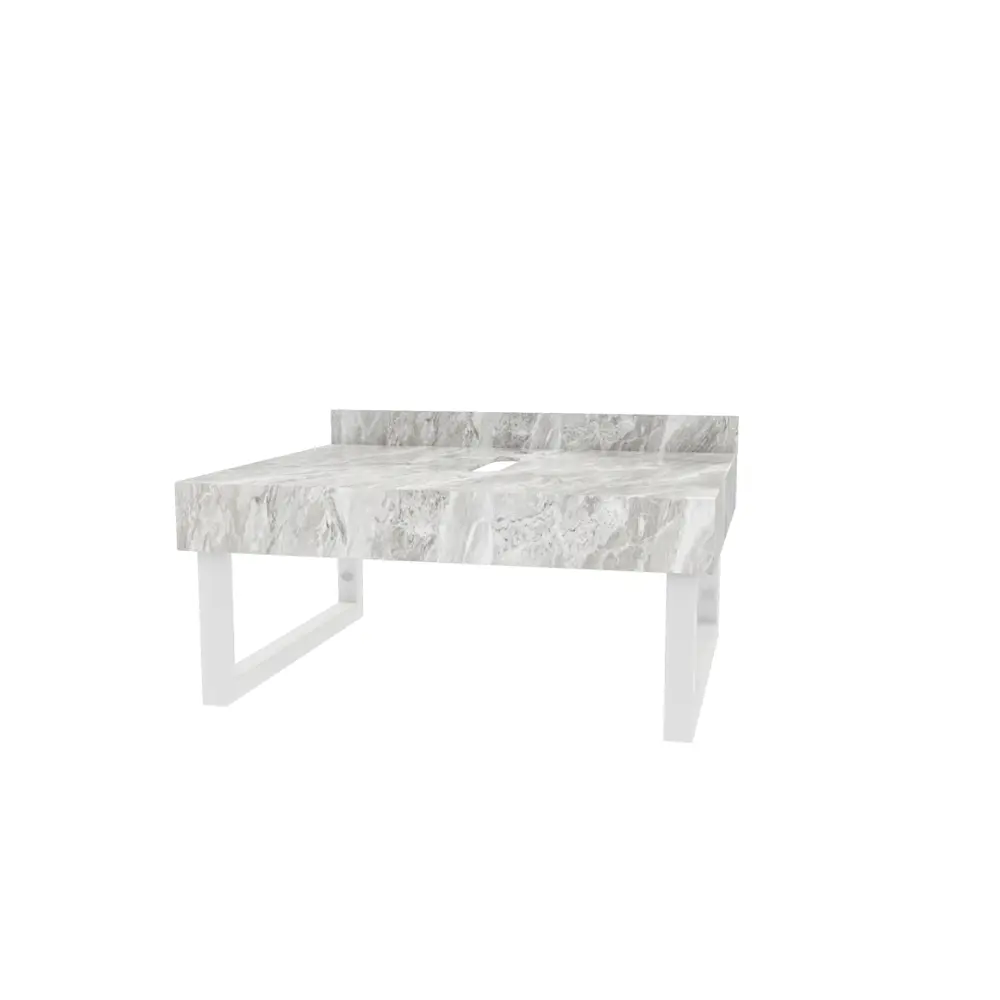 Фото 6 Столешница в ванную Teymi F15431 60x50см Керамогранит цвет серый/серебристый