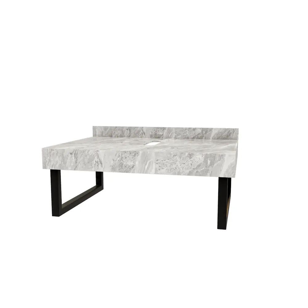 Фото 6 Столешница с раковиной Teymi Martta 50 F15437 керамогранитная 70 см серый мрамор, кронштейны 2 шт. черные в комплекте