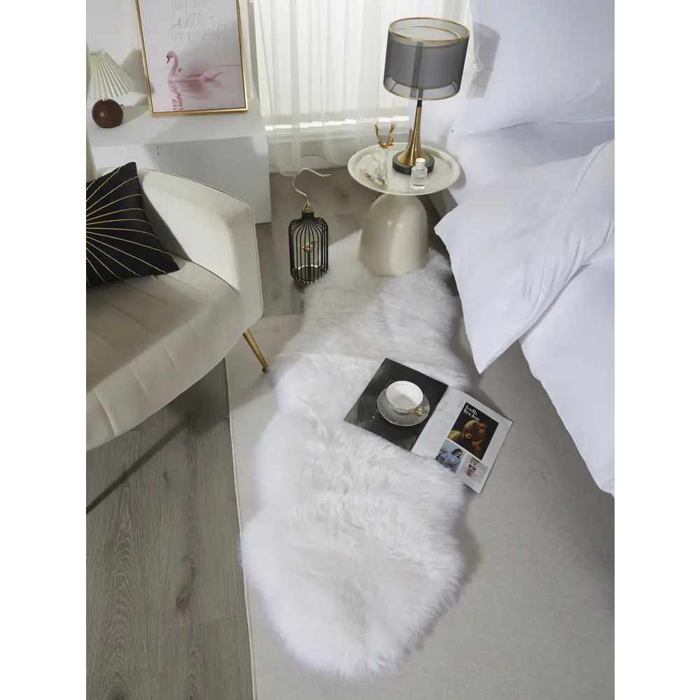 Фото 5 Шкура Овечья двойная 50х155 см шерсть цвет белый