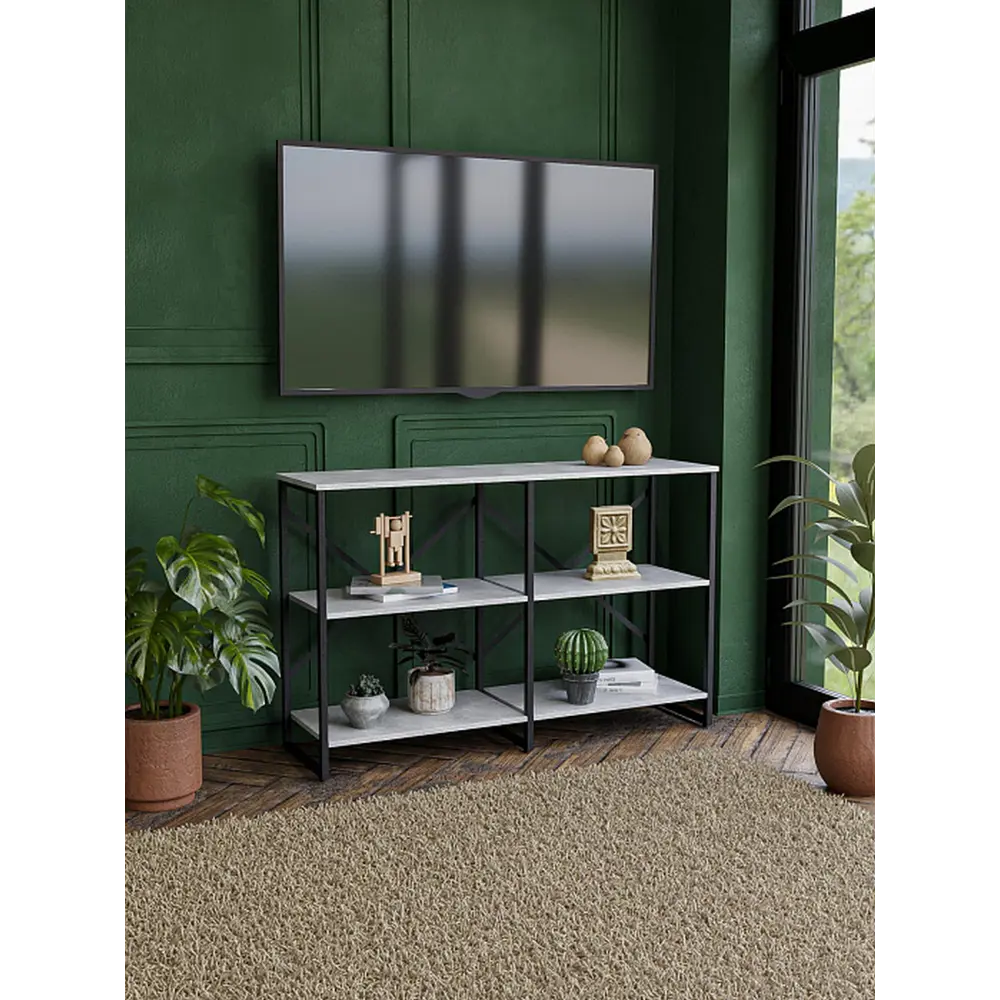 Фото 6 Стеллаж Ridberg Chicago 4 полки 116x75x32.4 см металл цвет бетон