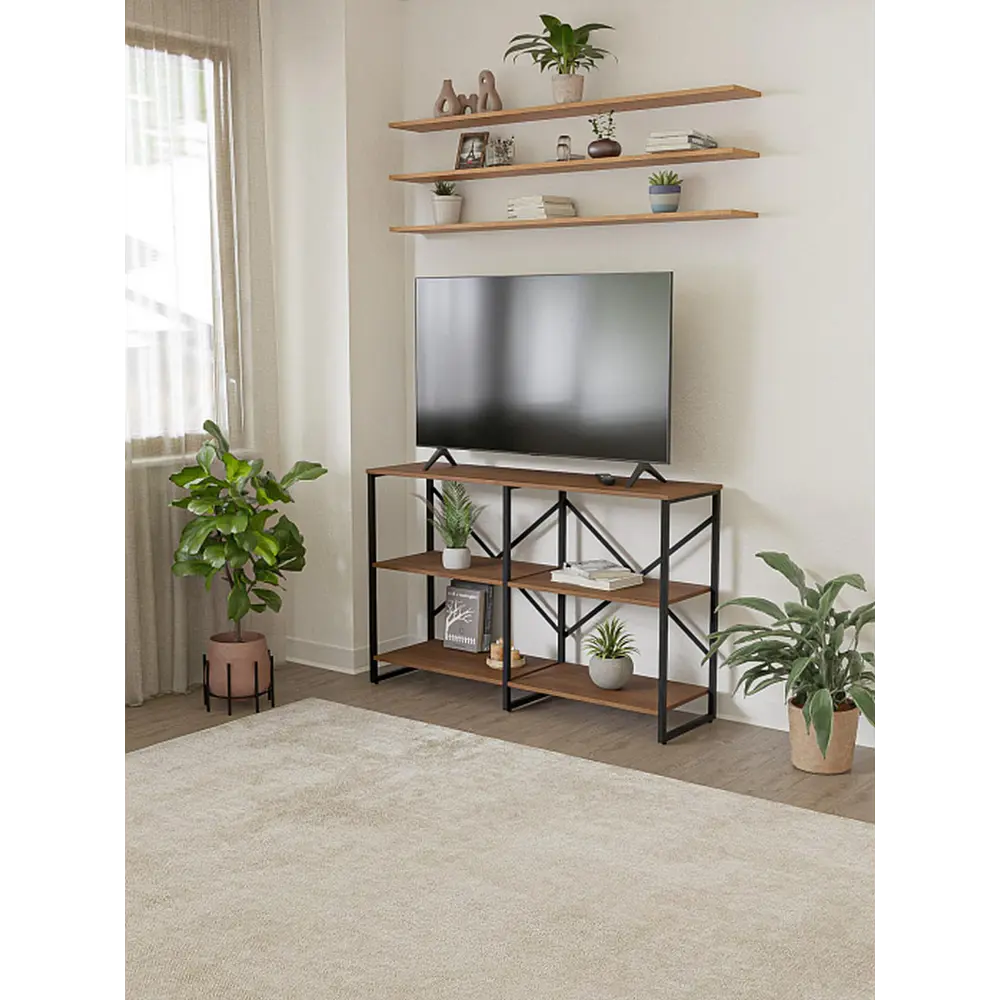 Фото 2 Стеллаж Ridberg Chicago 4 полки 116x75x32.4 см металл цвет дуб темный Фото 2 Стеллаж Ridberg Chicago 4 полки 116x75x32.4 см металл цвет дуб темный