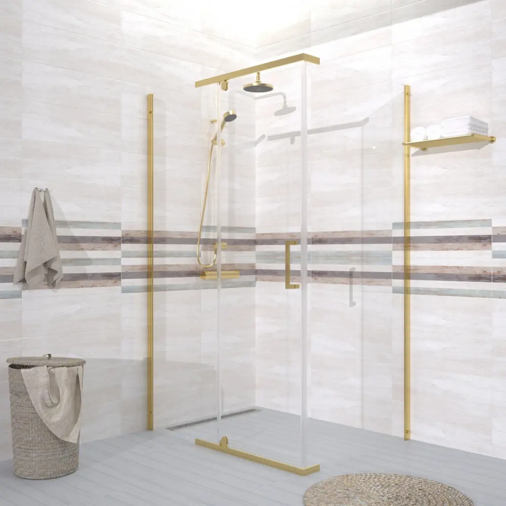Фото 6 Душевой уголок Doccia Urbe прямоугольник 90x120см золото профиль эффект стекла прозрачный