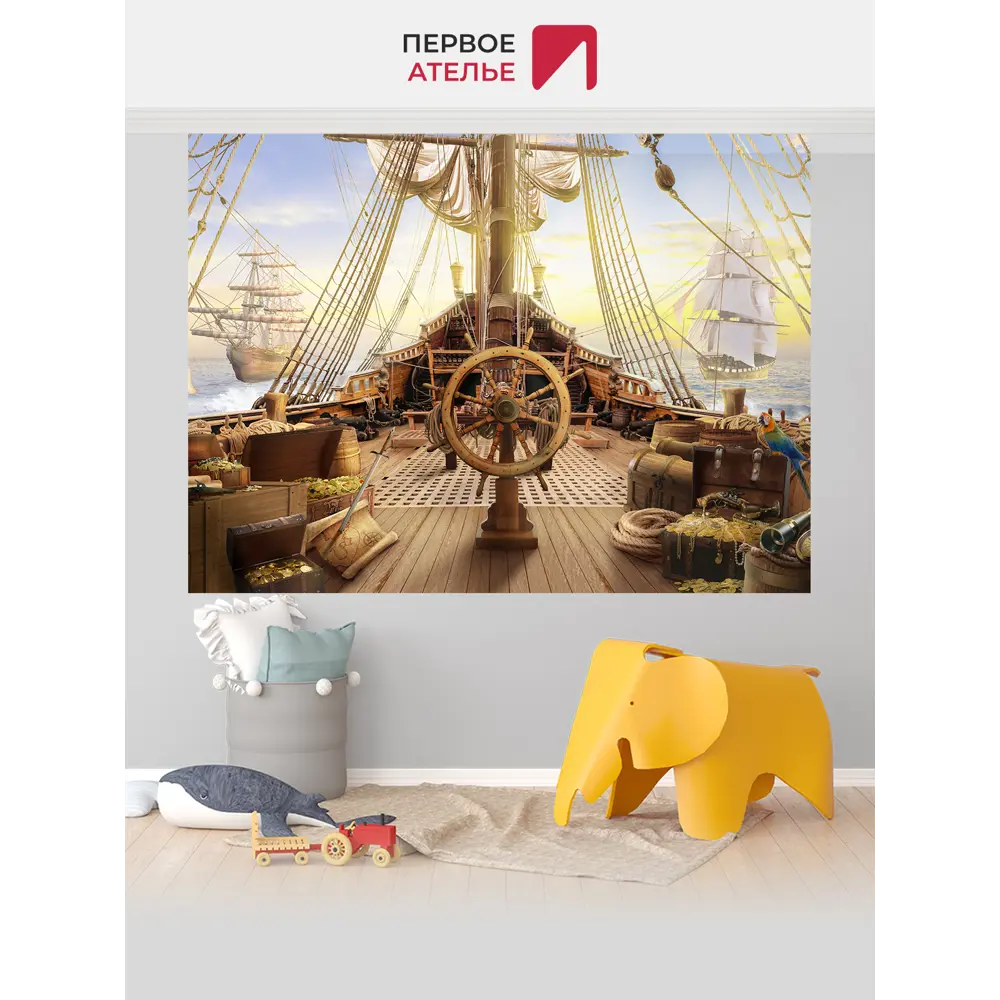 Фото 3 Фотообои флизелиновые Первое ателье 200x140 см Пиратский корабль со штурвалом pw103087-2 Фото 3 Фотообои флизелиновые Первое ателье 200x140 см Пиратский корабль со штурвалом pw103087-2