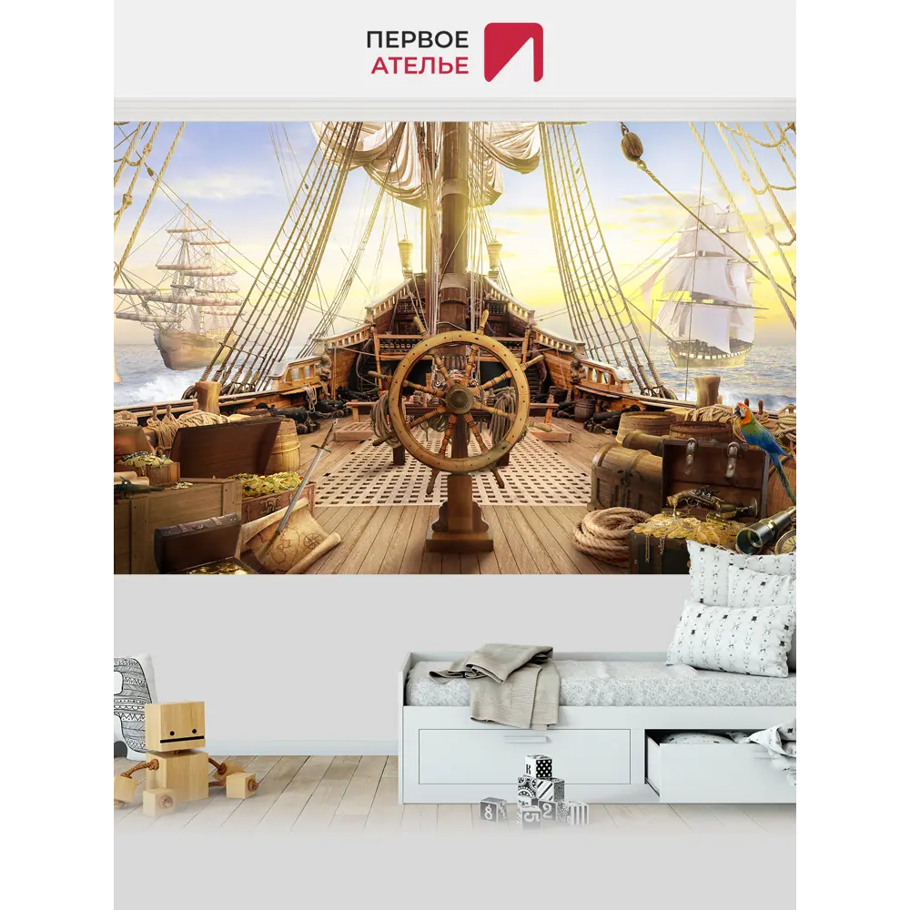 Фото 3 Фотообои флизелиновые Первое ателье 300x210 см Пиратский корабль со штурвалом pw103087-3 Фото 3 Фотообои флизелиновые Первое ателье 300x210 см Пиратский корабль со штурвалом pw103087-3