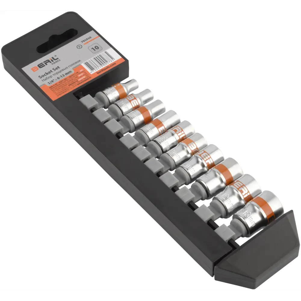 Фото 3 Набор торцевых головок Beril 701010 1/4 дюйма, 10 предметов