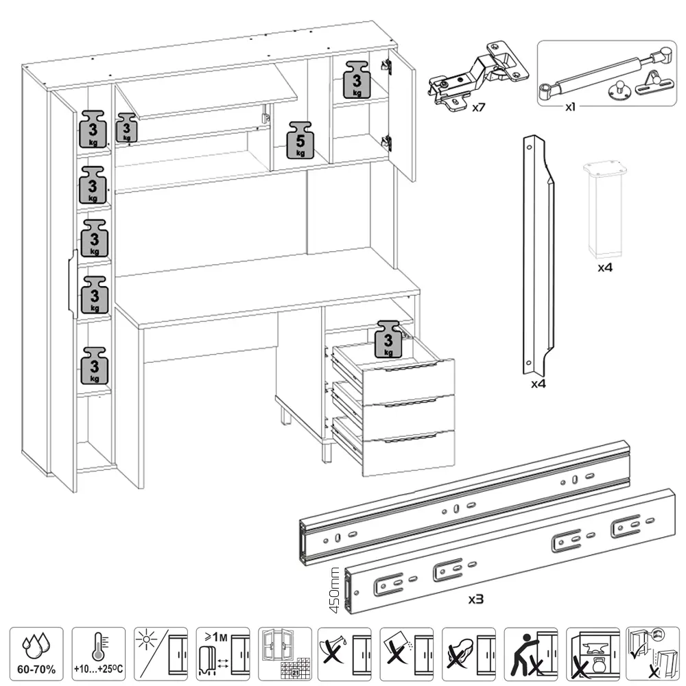 Фото 6 Стол компьютерный Mobi Комфорт 162x180x60 см ЛДСП цвет дуб сонома/сатин