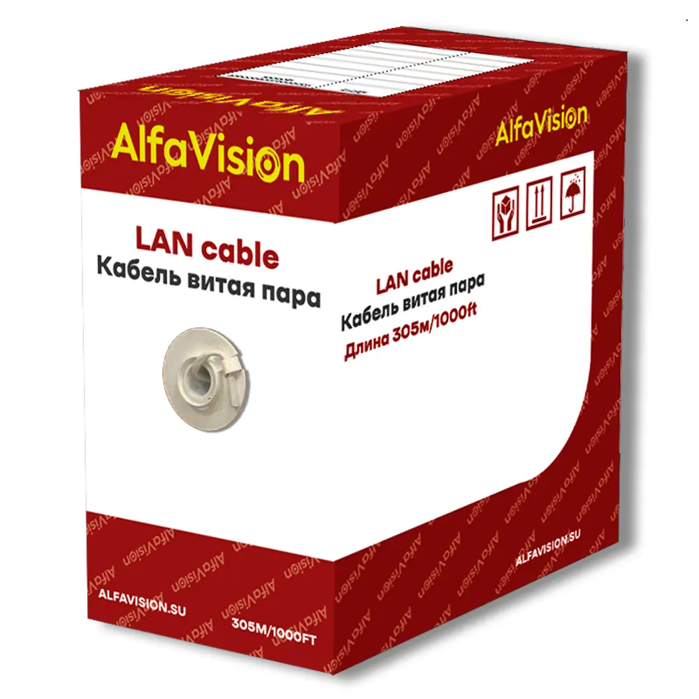 Фото 2 Кабель витая пара Alfavision UTP 5e 4x2x24 мм AWG PRO внешний медь 305 м Фото 2 Кабель витая пара Alfavision UTP 5e 4x2x24 мм AWG PRO внешний медь 305 м
