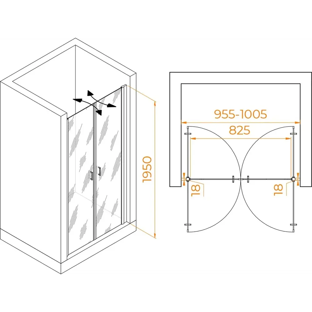 Фото 2 Душевая дверь Rgw 060810410-16 100см эффект стекла прозрачный распашной Фото 2 Душевая дверь Rgw 060810410-16 100см эффект стекла прозрачный распашной