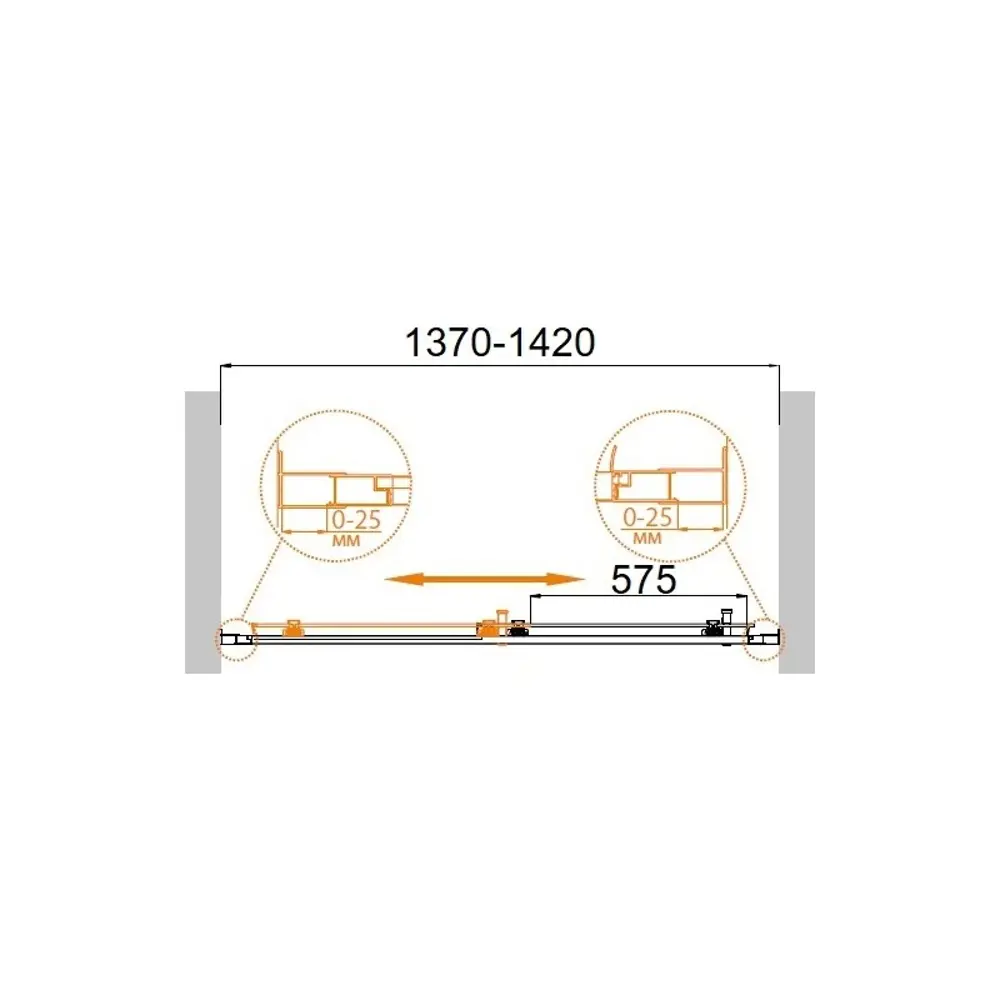 Фото 4 Душевая дверь Cezares MOLVENO-BF-1-140-C-Cr-IV 140см эффект стекла прозрачный раздвижной профиль хром